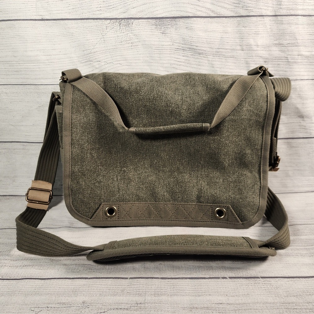 Think Tank Retrospective 7M Messenger Camera Bag Pine Green Canvas Padded Strap